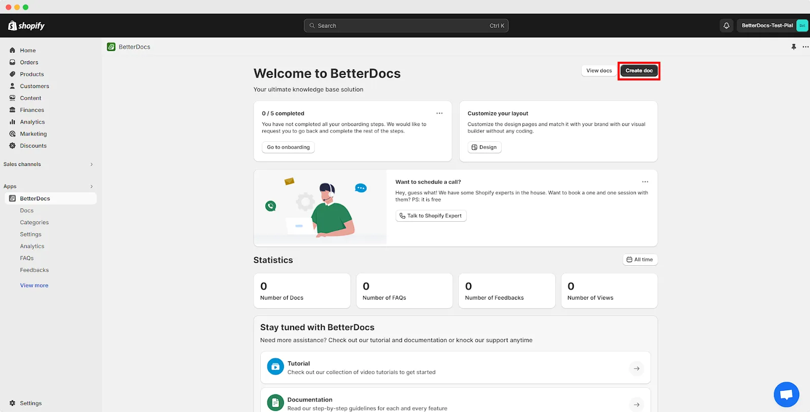Knowledge Base in Shopify