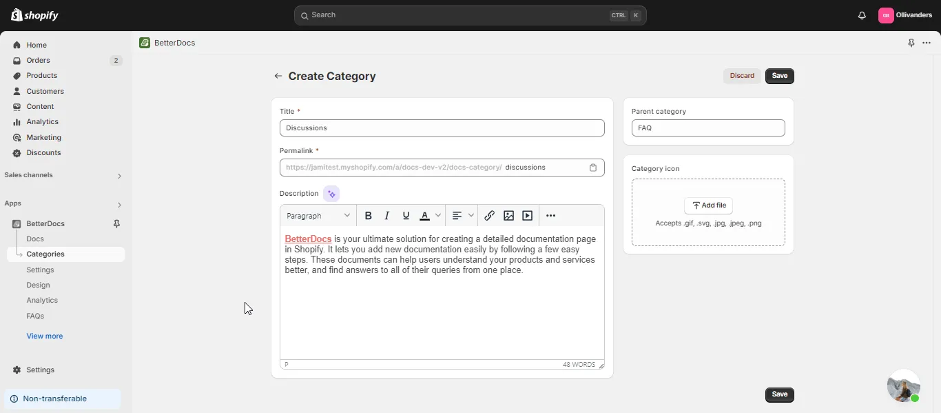 Knowledge Base in Shopify