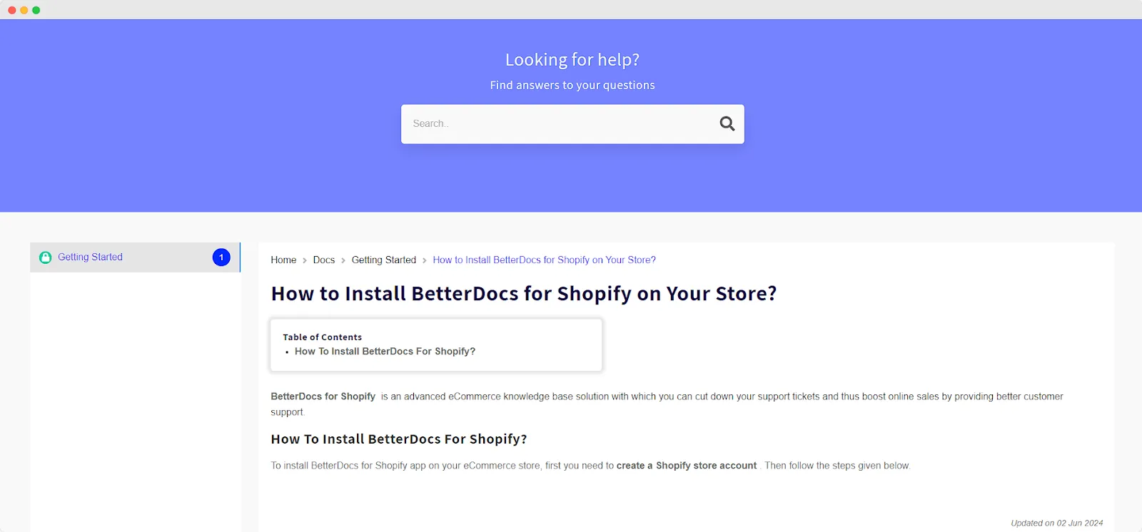 Knowledge Base in Shopify